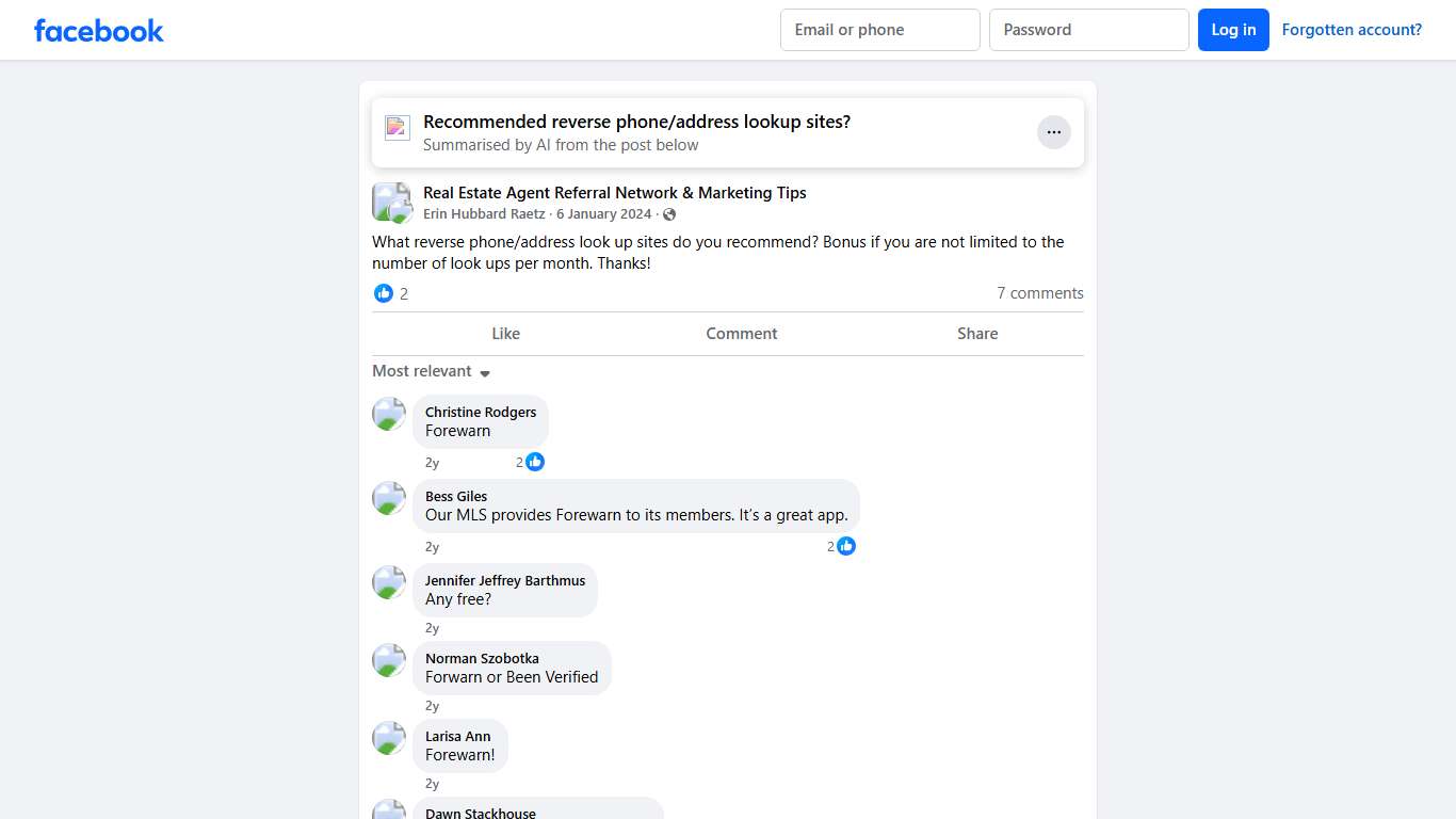 Real Estate Agent Referral Network & Marketing Tips | What reverse phone/address look up sites do you recommend | Facebook